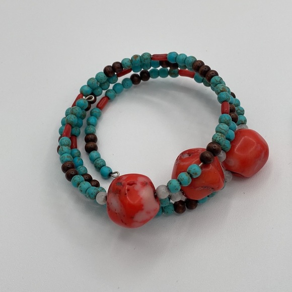 Handmade Boho Copper Beaded Jewelry Set Necklace Earrings Ring Bracelet - Picture 5 of 10